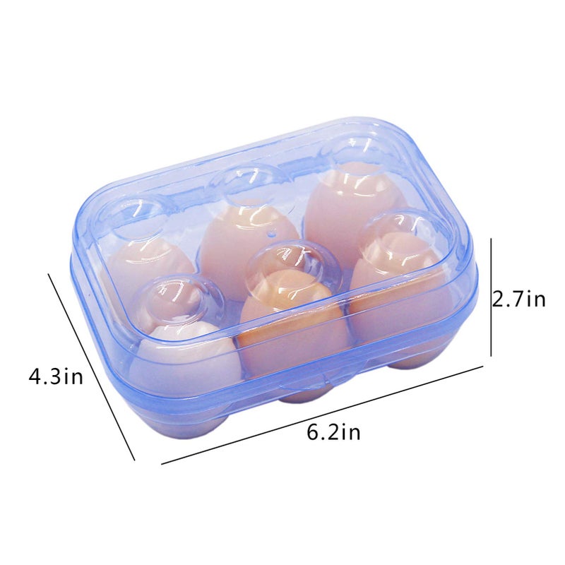 YOHA Clear Egg Storage Box Delicate 6 Girds Egg Dispenser Holder Case Refrigerator Crisper Camping Picnic Travel Portable Egg Carriage,Blue-6 - Image 4